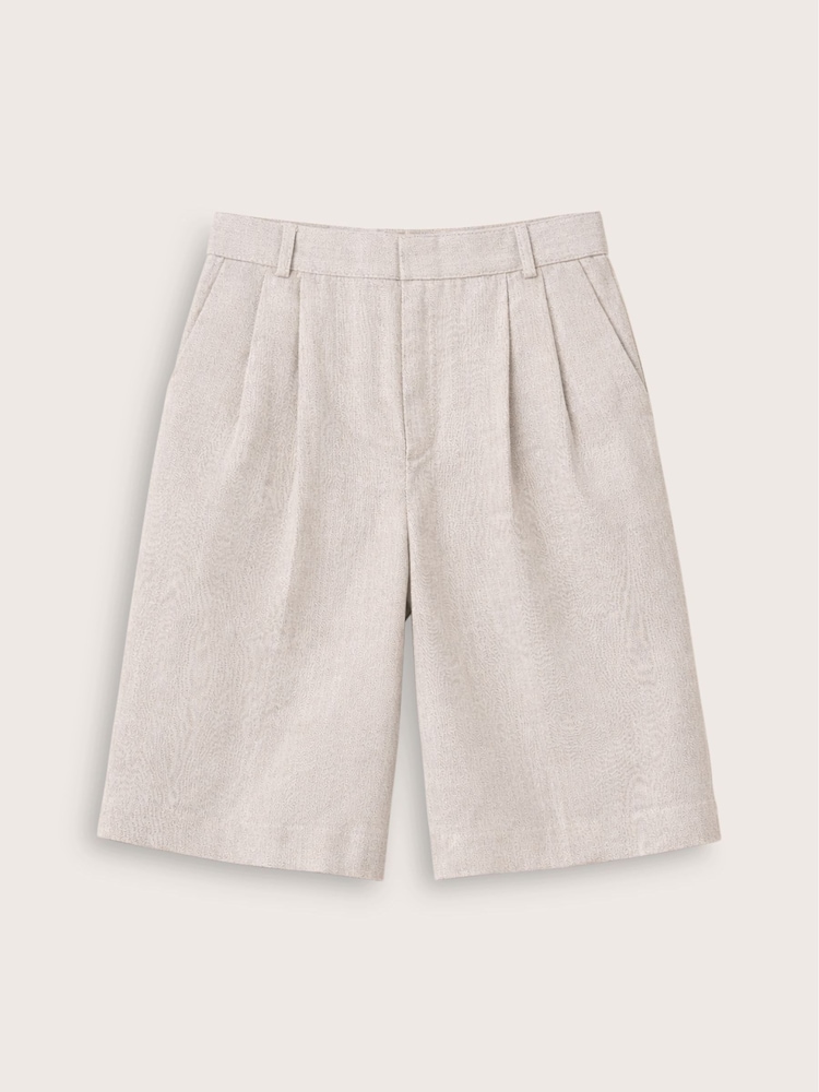 Baukjen Cream Tobi Long Tailored Linen Shorts - Image 5 of 5