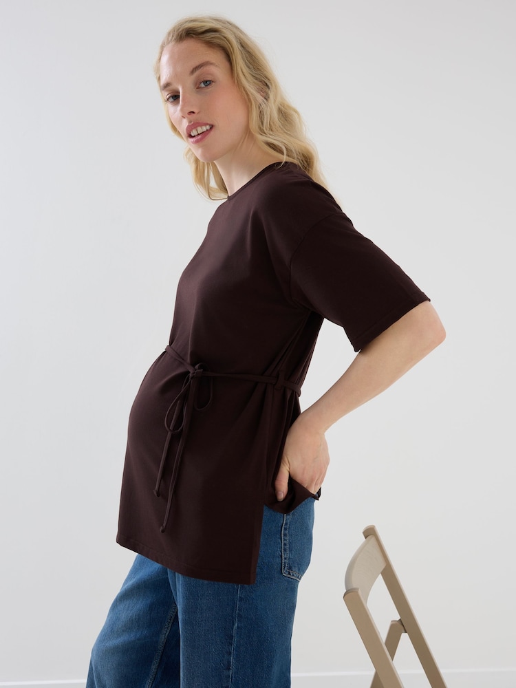 JoJo Maman Bébé Oversized Tie Boyfriend Maternity Shirt - 5şəkildən 1 şəkil