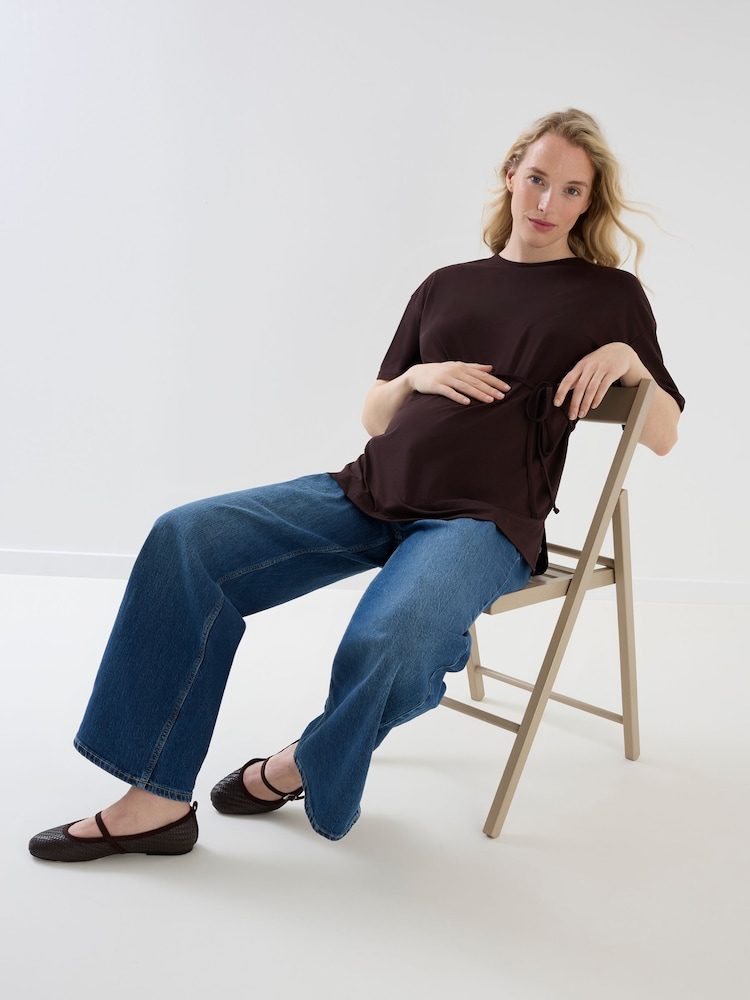 JoJo Maman Bébé Oversized Tie Boyfriend Maternity Shirt - 5şəkildən 2 şəkil