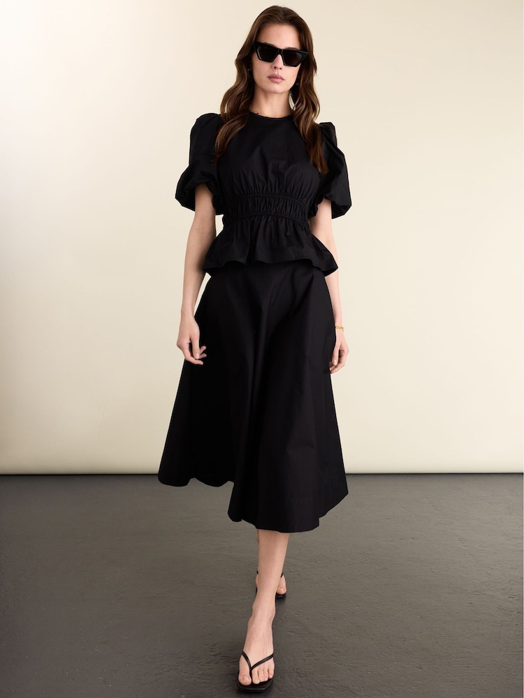Baukjen Black Loretta Cotton Midi Skirt - Image 1 of 4