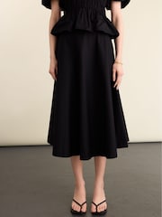 Baukjen Black Loretta Cotton Midi Skirt - Image 2 of 4
