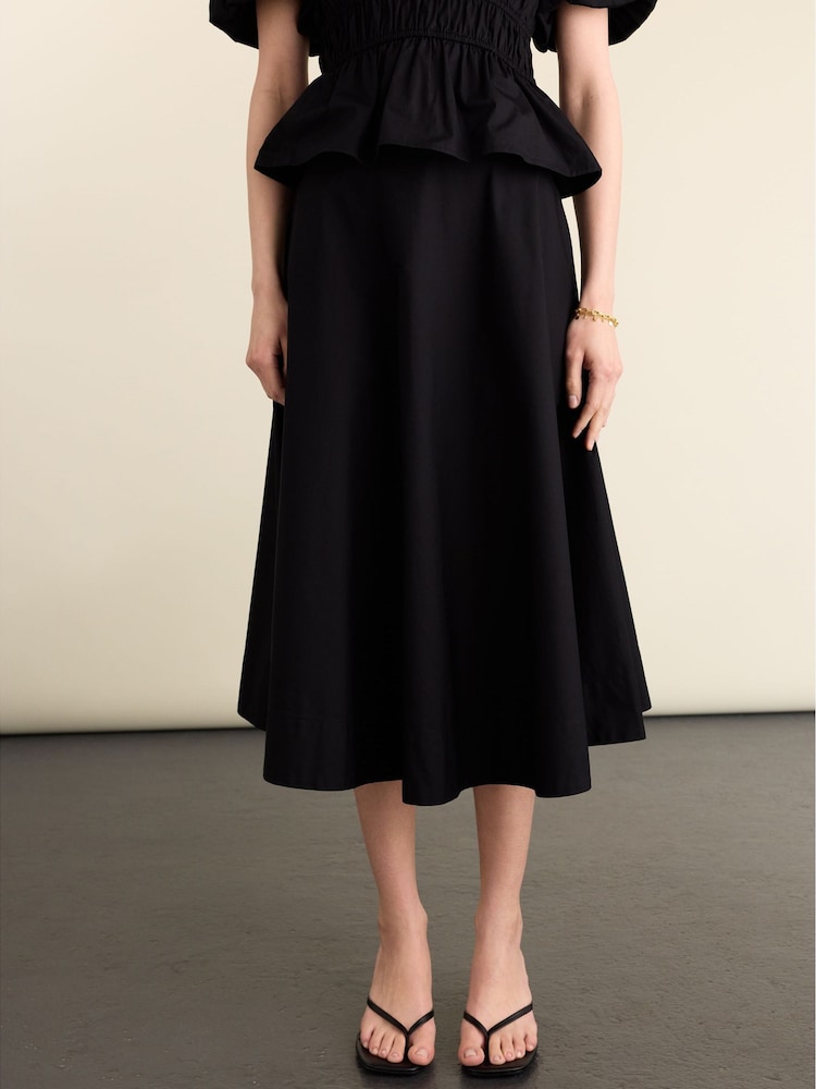 Baukjen Black Loretta Cotton Midi Skirt - Image 2 of 4