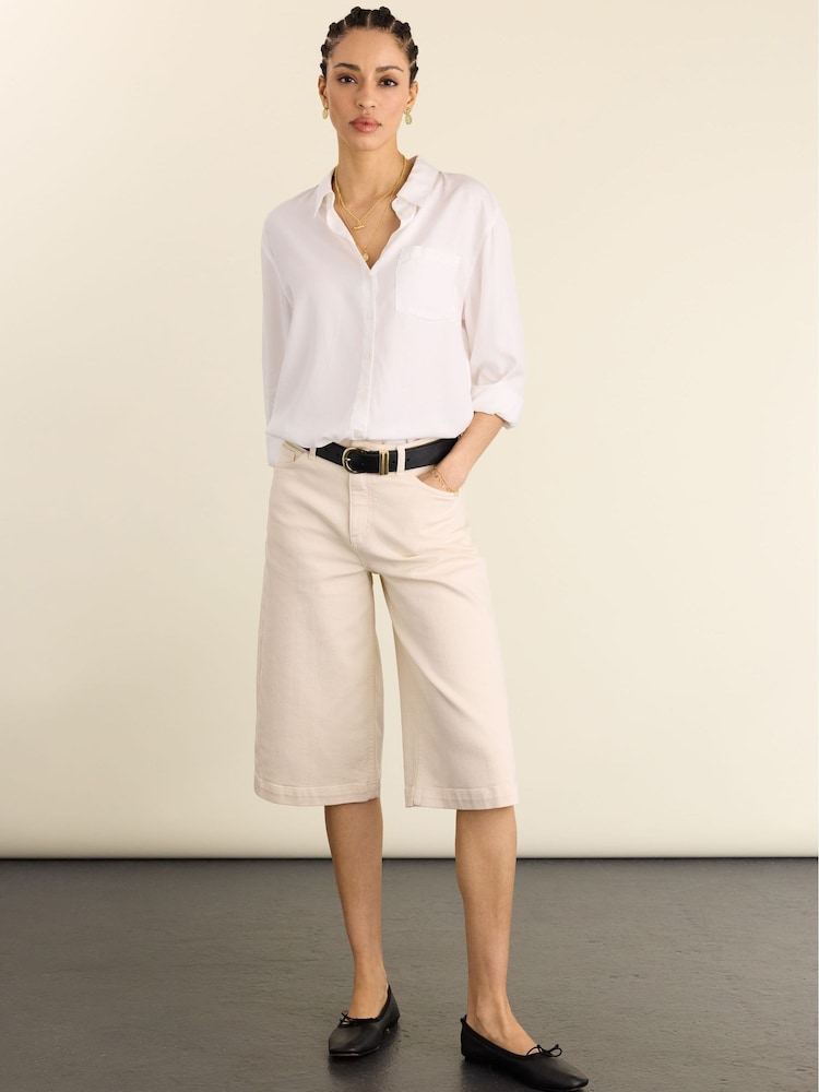 Baukjen Cream Tillie Cotton Stretch Denim Shorts - Image 1 of 4
