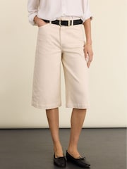 Baukjen Cream Tillie Cotton Stretch Denim Shorts - Image 2 of 4