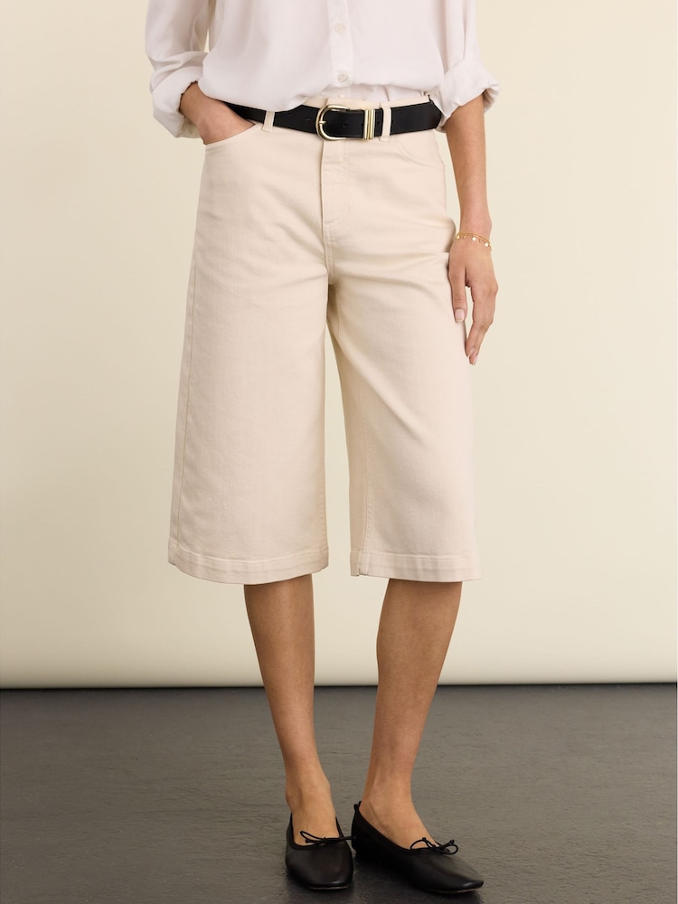 Baukjen Cream Tillie Cotton Stretch Denim Shorts - Image 2 of 4