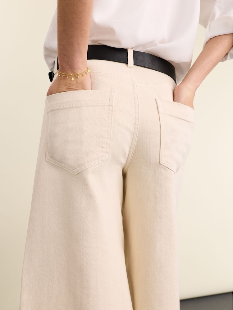 Baukjen Cream Tillie Cotton Stretch Denim Shorts - Image 4 of 4