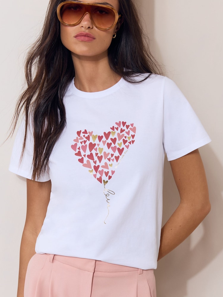 Lipsy White Boyfriend Wear It With Love T-Shirt - Image 1 of 5 Lipsy White Boyfriend Wear It With Love T-Shirt - Image 1 of 5