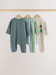 Grey/Green Dinosaur Rompers 3 Pack - Image 1 of 10
