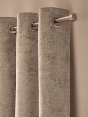 Natural Dark Blackout/Thermal Plush Chenille Eyelet Curtains - Image 1 of 5