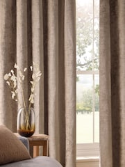 Natural Dark Blackout/Thermal Plush Chenille Eyelet Curtains - Image 4 of 5