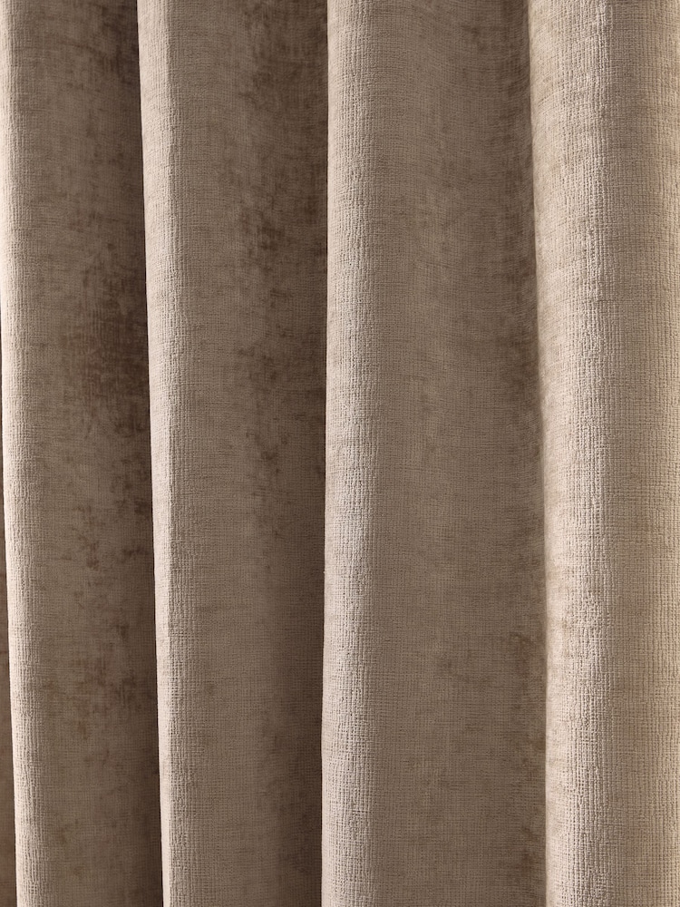 Natural Dark Blackout/Thermal Plush Chenille Eyelet Curtains - Image 5 of 5