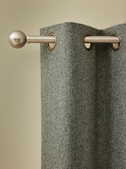 Green Brushed Herringbone Eyelet Blackout/Thermal Curtains - Image 1 of 5