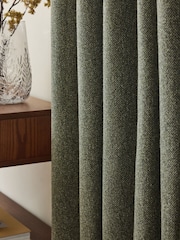 Green Blackout/Thermal Brushed Herringbone Pencil Pleat Curtains - Image 6 of 7