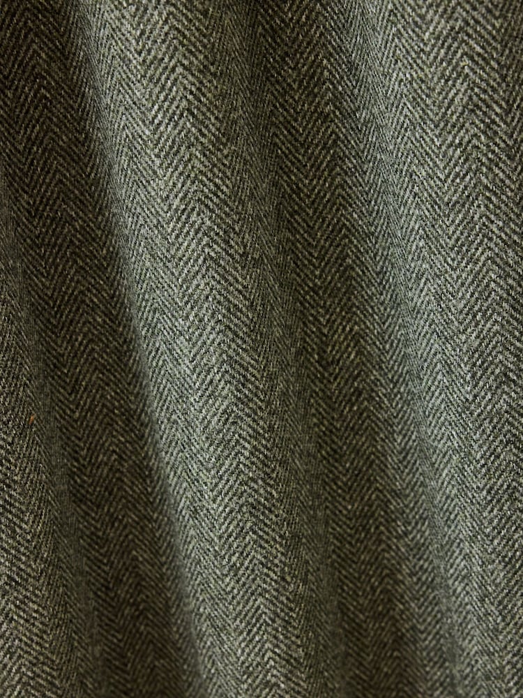 Green Blackout/Thermal Brushed Herringbone Pencil Pleat Curtains - Image 7 of 7 Green Blackout/Thermal Brushed Herringbone Pencil Pleat Curtains - Image 7 of 7