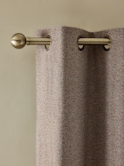 Brown Brushed Herringbone Eyelet Blackout/Thermal Curtains - Image 1 of 5