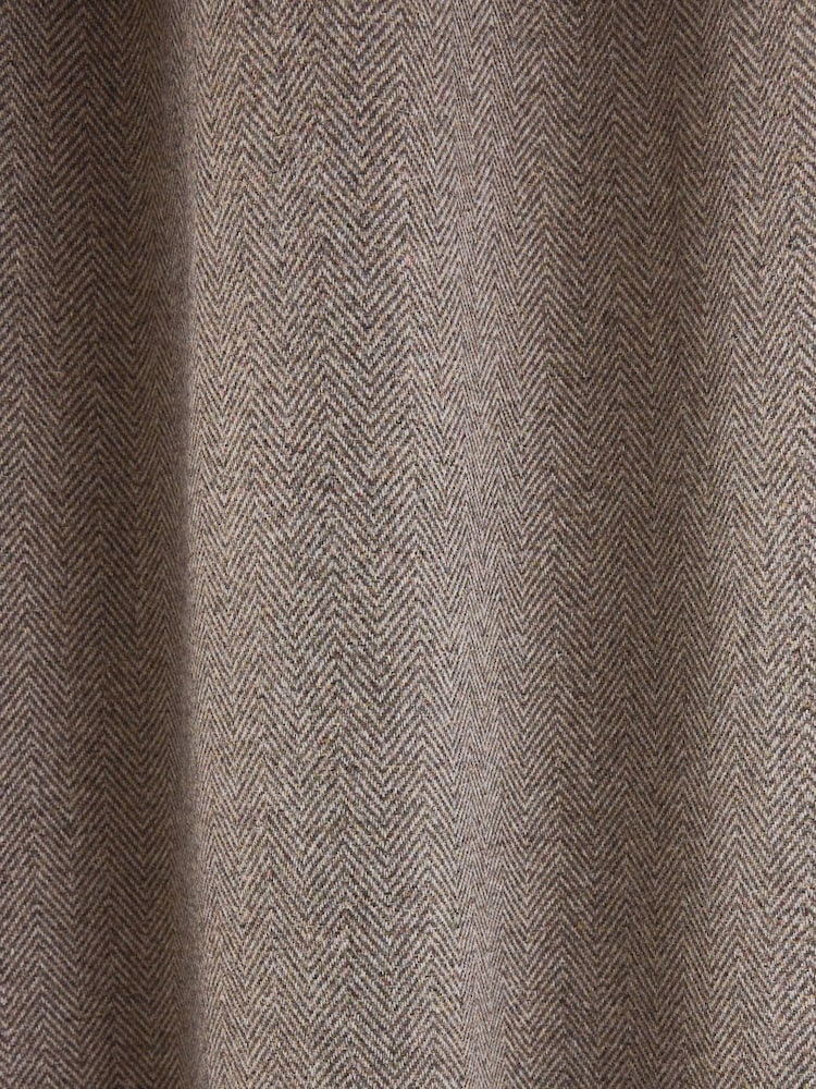 Brown Brushed Herringbone Eyelet Blackout/Thermal Curtains - Image 5 of 5