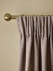 Brown Blackout/Thermal Brushed Herringbone Pencil Pleat Curtains - Image 1 of 5