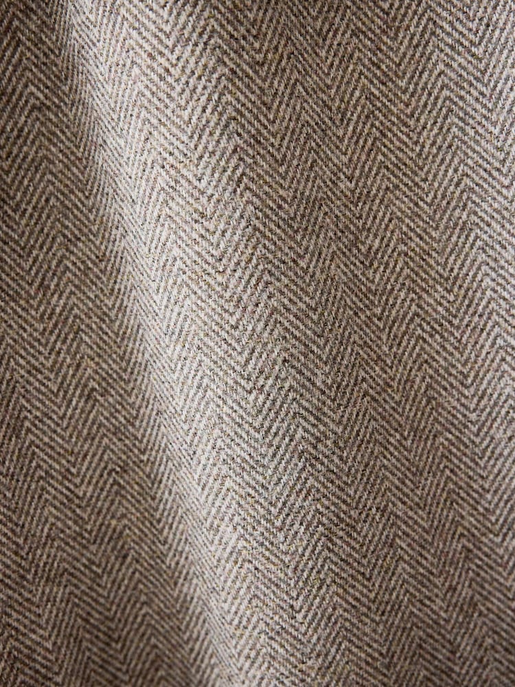 Brown Blackout/Thermal Brushed Herringbone Pencil Pleat Curtains - Image 5 of 5