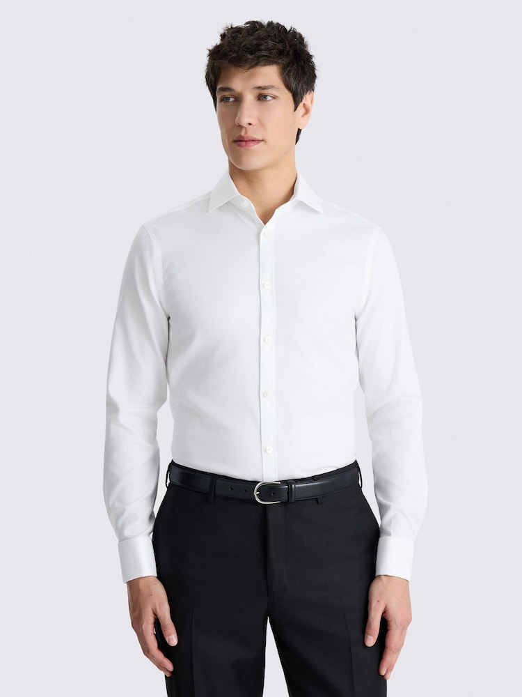 MOSS White Slim Fit Dobby Shirt - Image 1 of 3