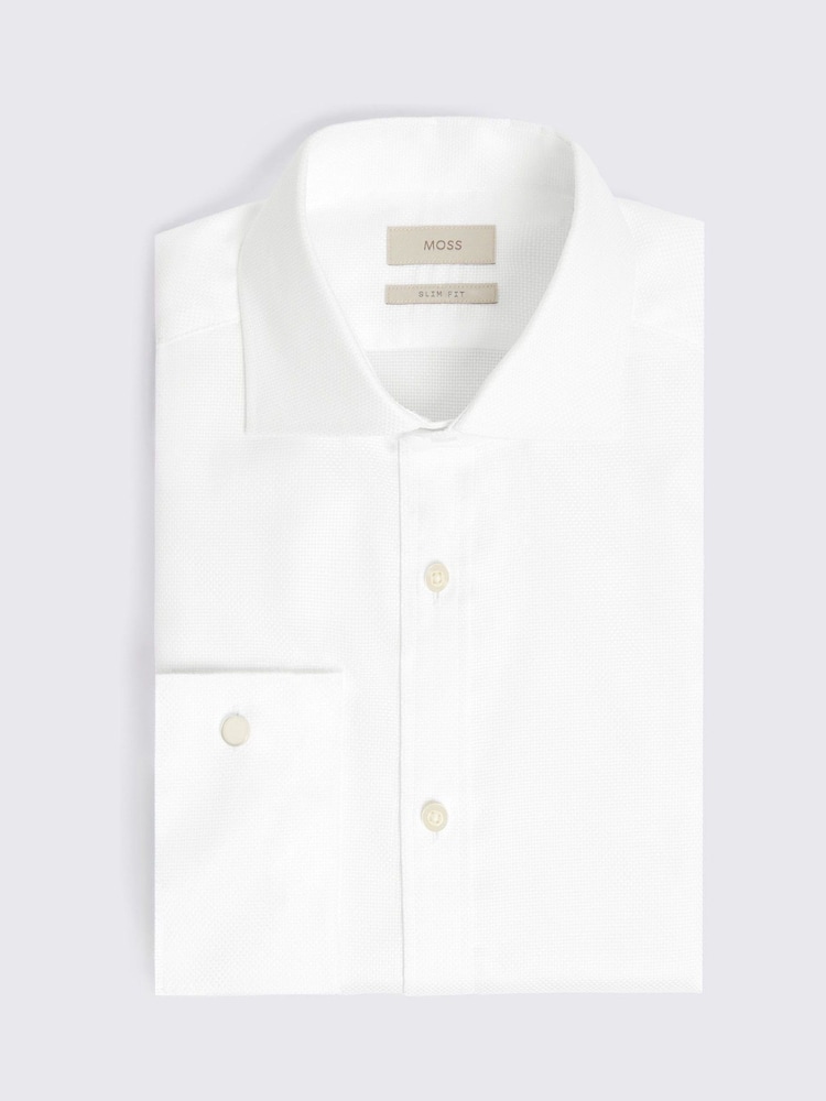 MOSS White Slim Fit Dobby Shirt - Image 3 of 3