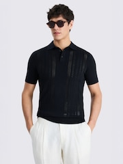 Blau - MOSS Pointelle Polo Shirt - Bild 1 von 4