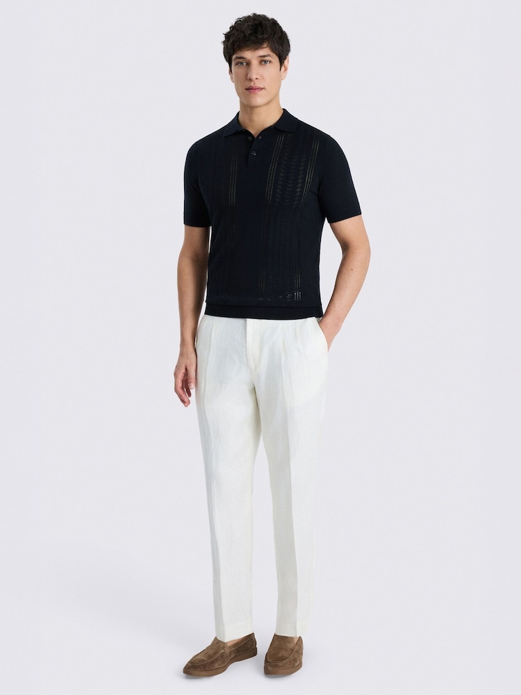 Blau - MOSS Pointelle Polo Shirt - Bild 2 von 4