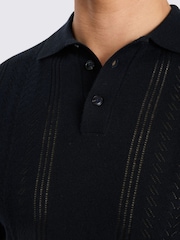 Blau - MOSS Pointelle Polo Shirt - Bild 3 von 4
