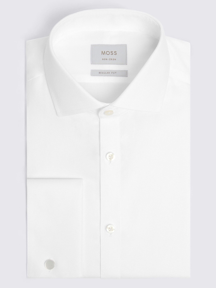 MOSS White Regular Fit Royal Oxford Non Iron Cotton Shirt - Image 3 of 3 MOSS White Regular Fit Royal Oxford Non Iron Cotton Shirt - Image 3 of 3