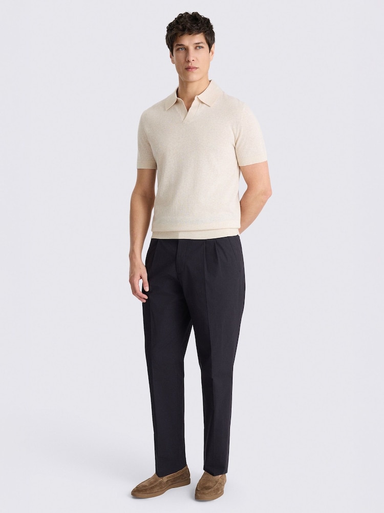 MOSS Natural Linen Blend Skipper Polo Shirt - Image 2 of 4
