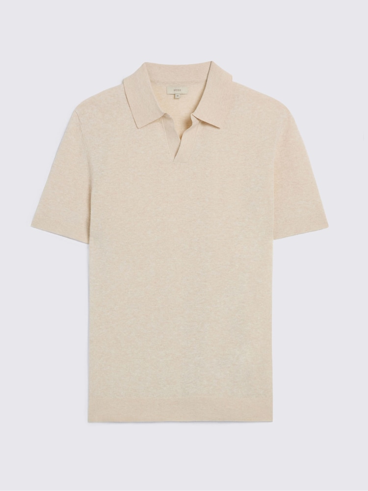 MOSS Natural Linen Blend Skipper Polo Shirt - Image 4 of 4
