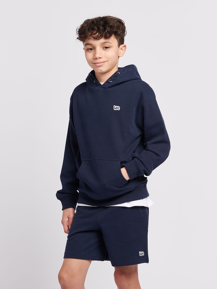 Lee Navy Blazer Badge Hoodie - Image 1 of 8 Lee Navy Blazer Badge Hoodie - Image 1 of 8