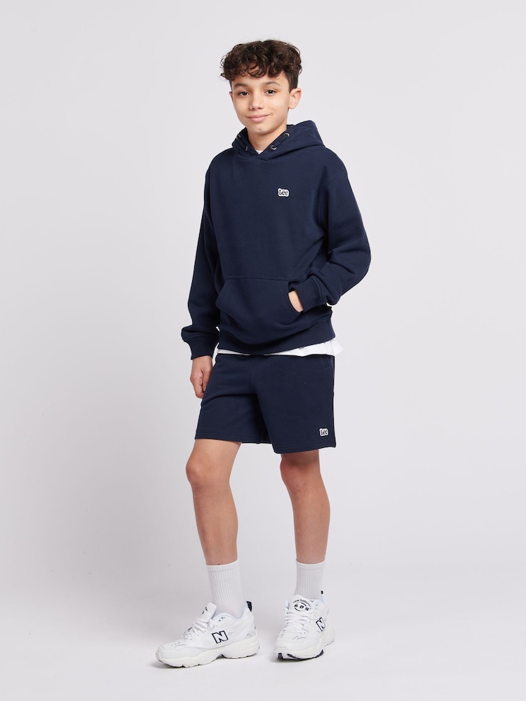 Lee Navy Blazer Badge Hoodie - Image 2 of 8 Lee Navy Blazer Badge Hoodie - Image 2 of 8