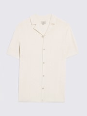 MOSS Off-White Pointelle Cuban Collar Shirt - Image 4 of 4