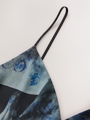 Imprimé fleuri Elegance Noir - CERENE Slip dress en Satin avec cape transparente amovible - Image 8 de 12