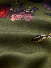 CERENE Crystal Green Majestic Floral Print Satin Slip Dress With Detachable Sheer Cape - Image 12 of 12