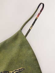 CERENE Crystal Green Majestic Floral Print Satin Slip Dress With Detachable Sheer Cape - Image 9 of 12