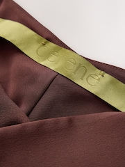 CERENE Crystal Brown Satin Slip Dress With Detachable Sheer Cape - Image 9 of 10