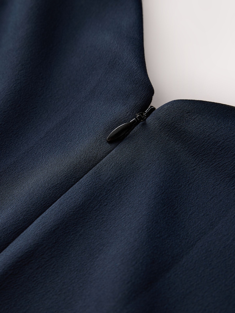 CERENE Caitlyn Navy Angel Sleeves Satin Maxi Dress - Image 10 of 10