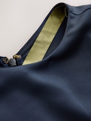 CERENE Caitlyn Navy Angel Sleeves Satin Maxi Dress - Image 6 of 10