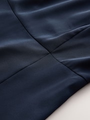 CERENE Caitlyn Navy Angel Sleeves Satin Maxi Dress - Image 8 of 10