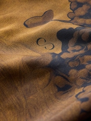CERENE Caitlyn Gold Precious Floral Print Angel Sleeves Satin Maxi Dress - Image 9 of 10