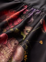 CERENE Matilda Black Majestic Floral Print Detachable Cape Mini Dress - Image 13 of 14