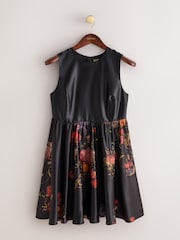 CERENE Matilda Black Majestic Floral Print Detachable Cape Mini Dress - Image 7 of 14