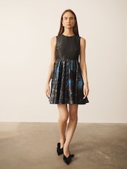 CERENE Matilda Black Butterfly Freedom Print Detachable Cape Mini Dress - Image 2 of 14