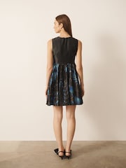 CERENE Matilda Black Butterfly Freedom Print Detachable Cape Mini Dress - Image 5 of 14