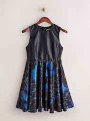 CERENE Matilda Black Butterfly Freedom Print Detachable Cape Mini Dress - Image 7 of 14