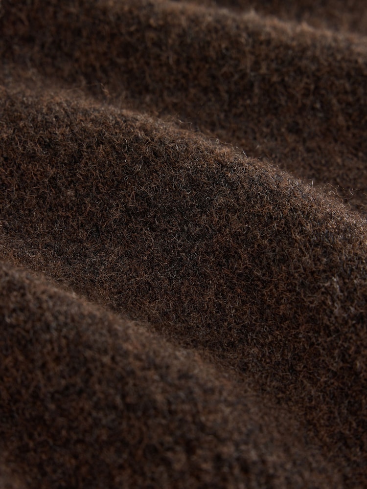 Chocolate Brown Fairisle Knitted Roll Neck Fringe Detail Mock Layer Jumper - Image 8 of 8