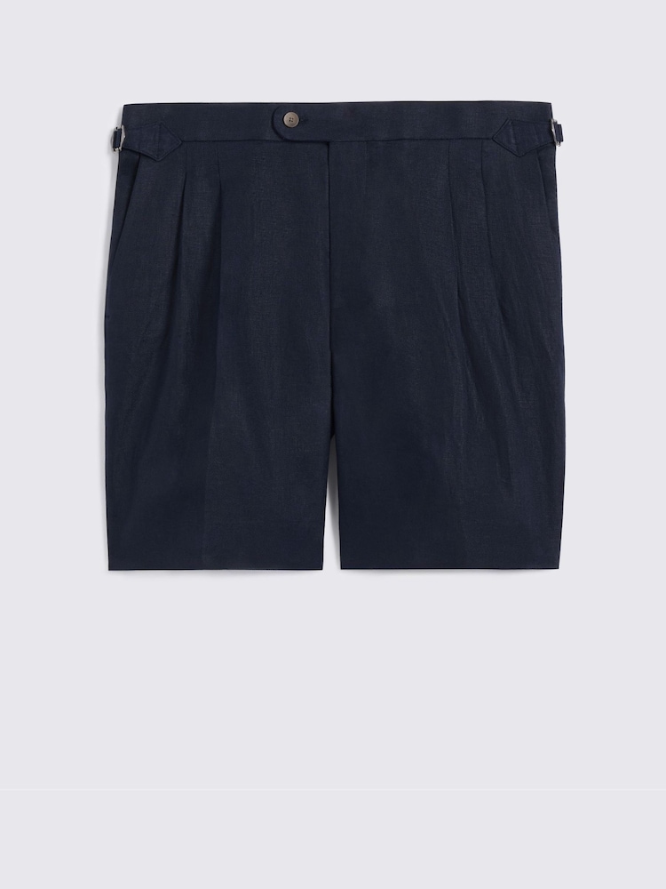 MOSS Black Twill Linen Shorts - Image 4 of 4