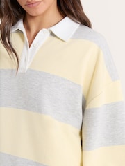 4th & Reckless Yellow Alba Striped Rugby Polo Jumper - Image 4 of 5