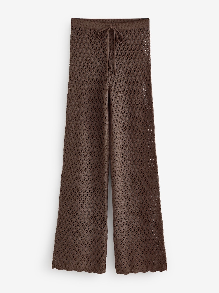 4th & Reckless Brown Wide Leg Knitted Trousers - Image 1 of 1